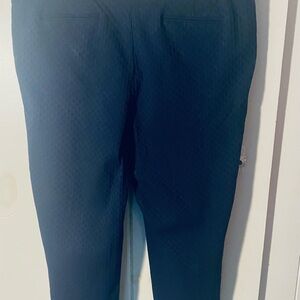 Navy Textured Pants with Gold Accents